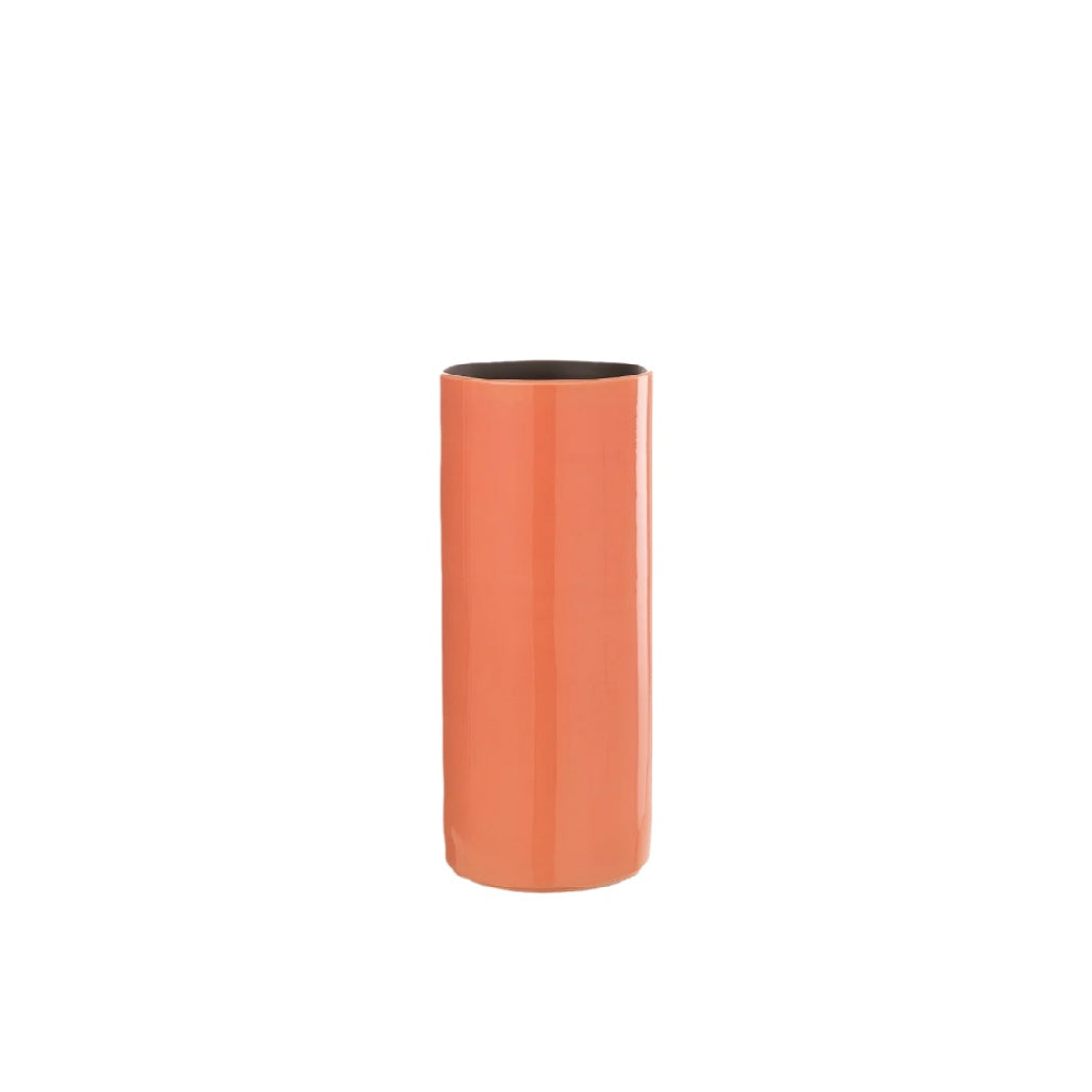 Modern Glossy Orange Ceramic Vase - Sleek and Elegant Design