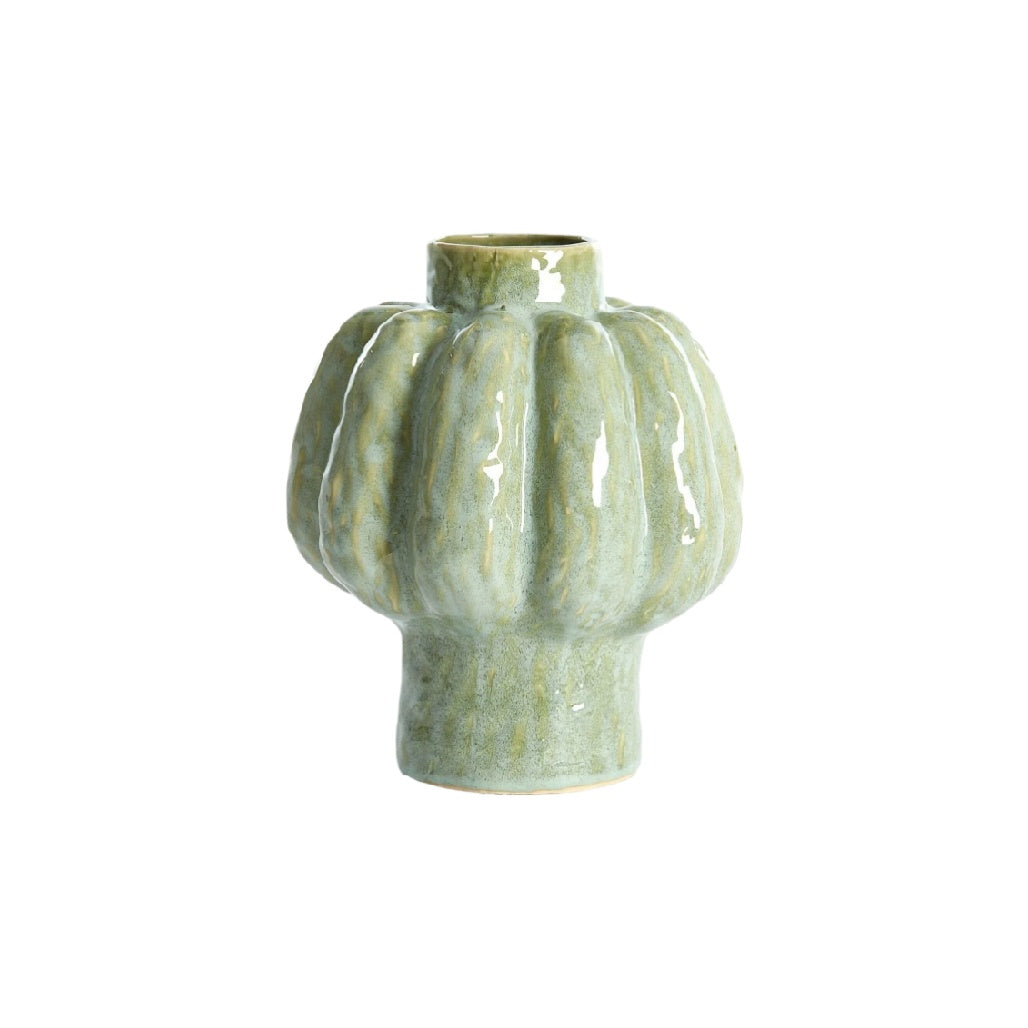 Modern Cactus-Shaped Ceramic Vase in Soft Green Finish