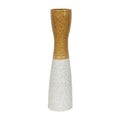 Modern Two-Tone Ceramic Vase - Speckled White and Yellow Design