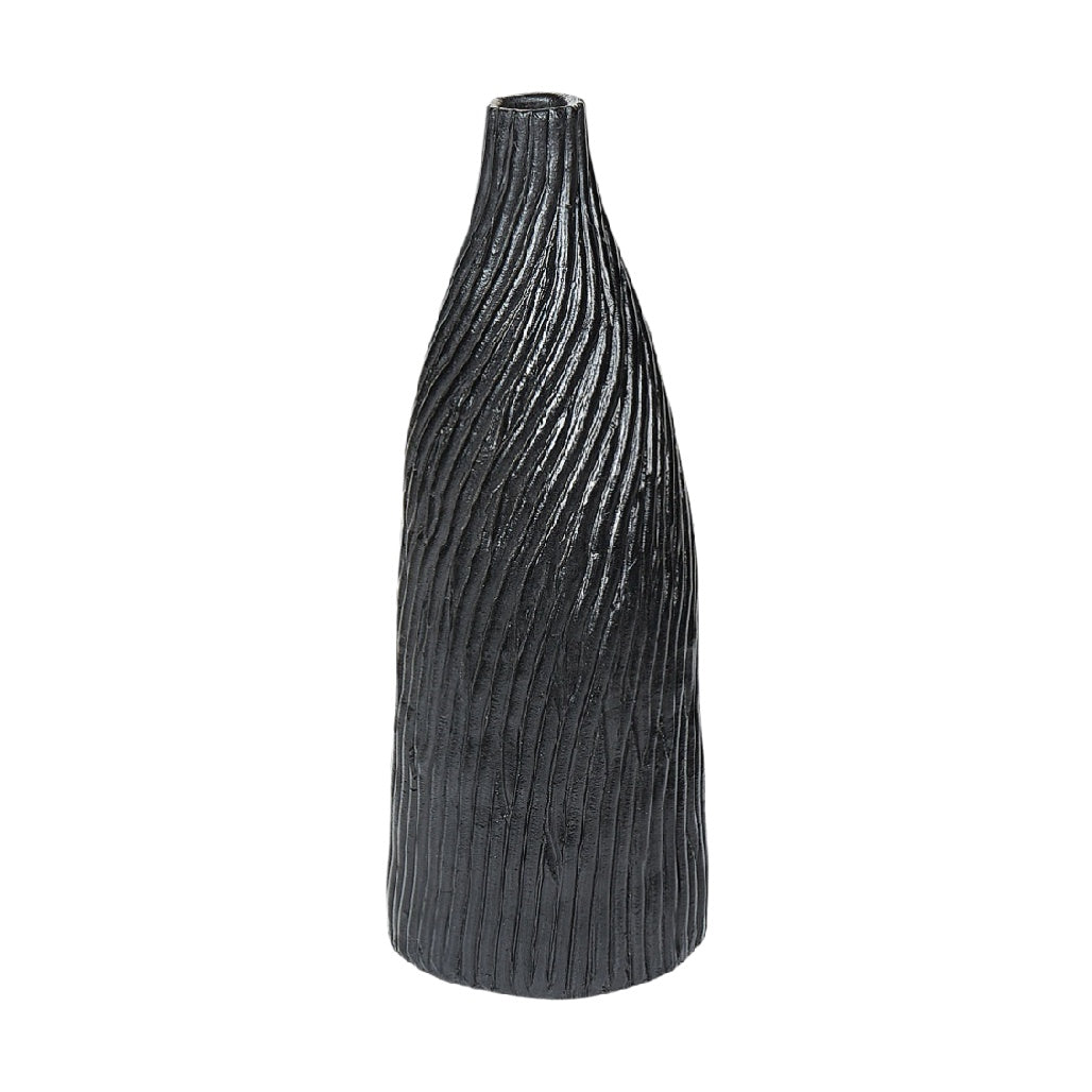 Textured Black Ceramic Vase - Modern Home Decor Accent
