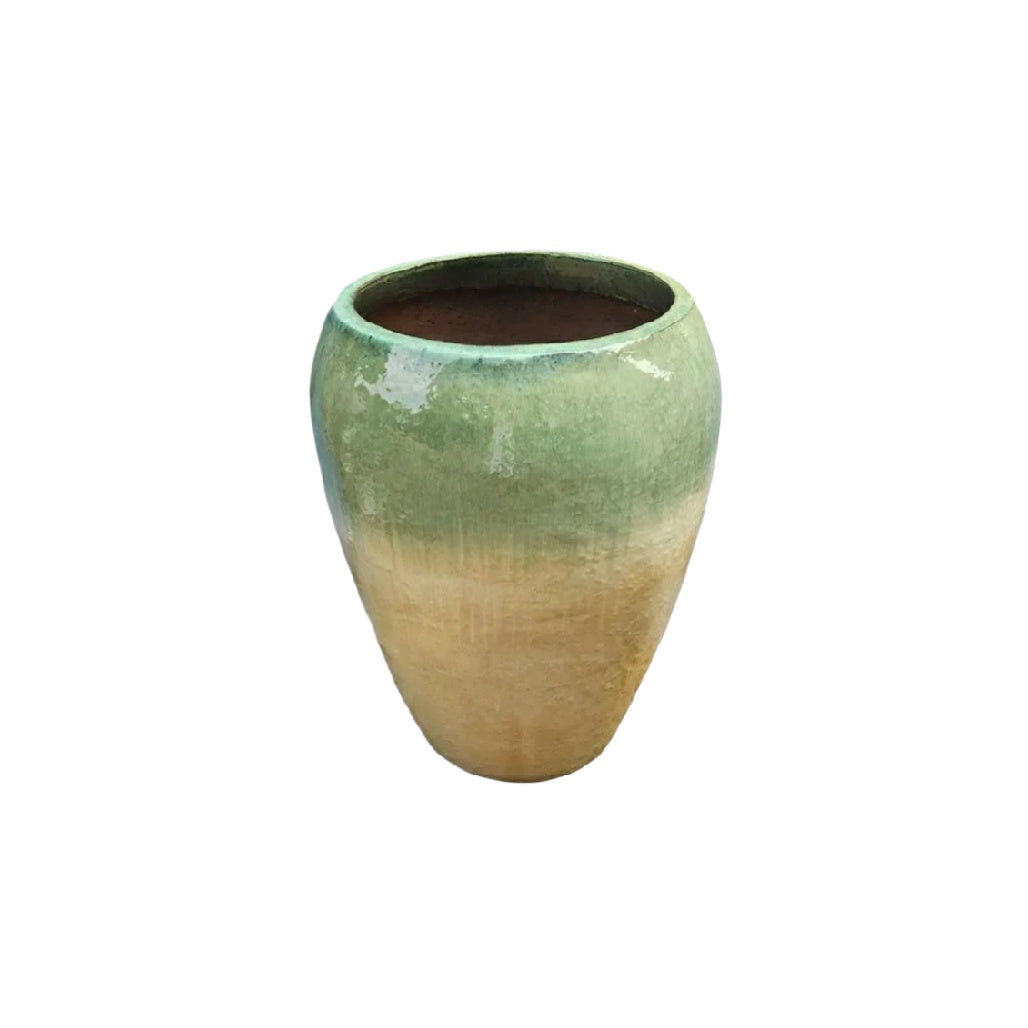 Handmade Green Ombre Ceramic Flower Pot – Large Decorative Planter